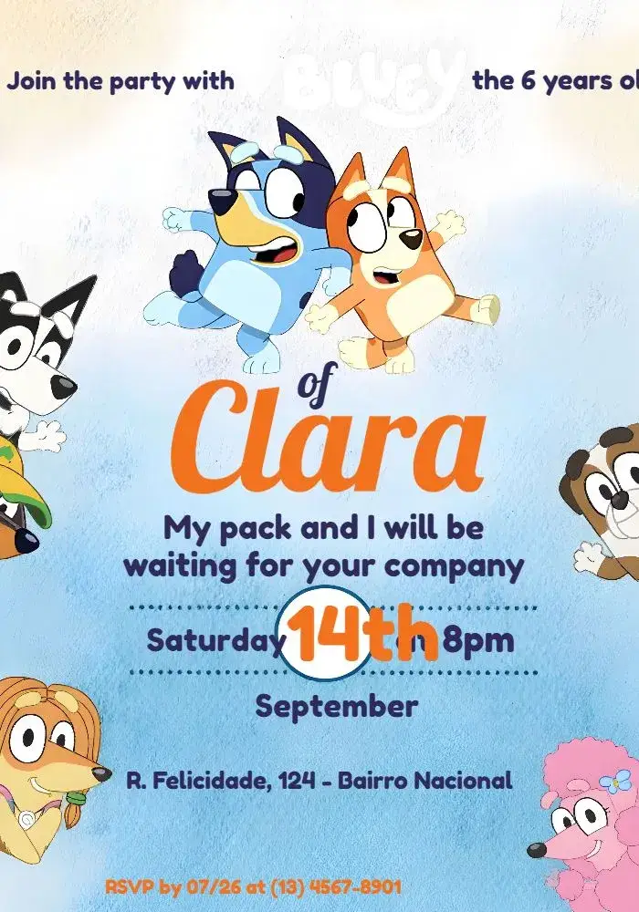 Bluey And Bingo Boy invitation