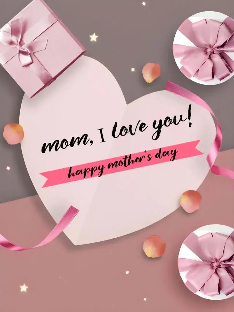 Invitation Mother's Day Tribute Card – Commemorative Dates theme pink, heart-shaped, floral, minimalistic, modern, delicate