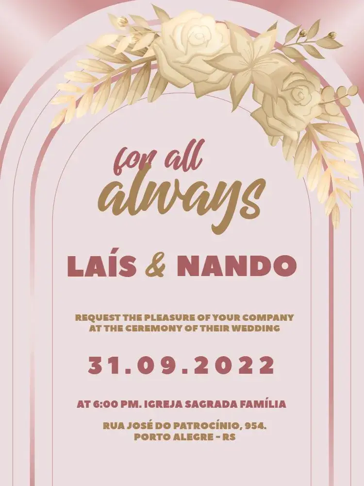 Modern Rose Gold Wedding invitation