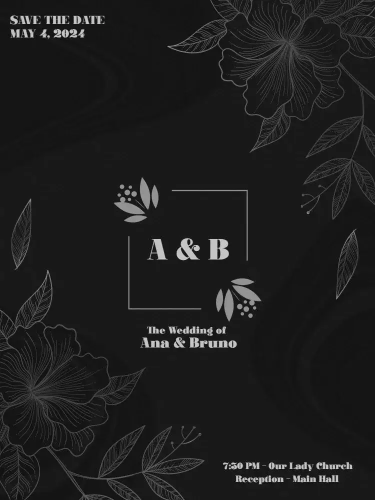 Invitation Chic And Elegant Couple Wedding – Wedding theme elegant, chic, floral, dark, modern