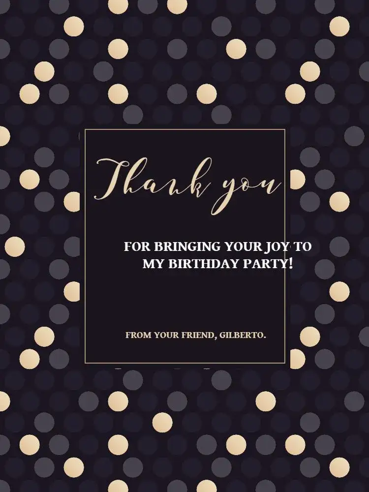 Invitation Golden Children's Thank You Card Presence – Card theme golden, dark, modern, festive, childlike, sparkling