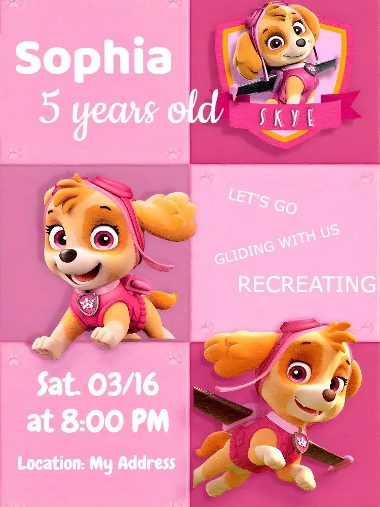 Skye Paw Patrol invitation