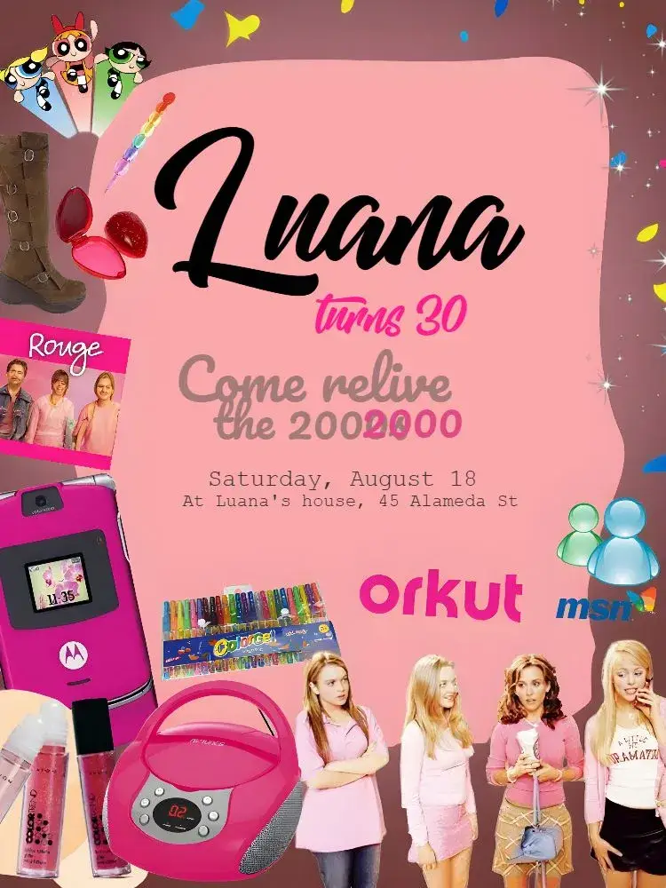 Anos 2000 Vintage Girl invitation