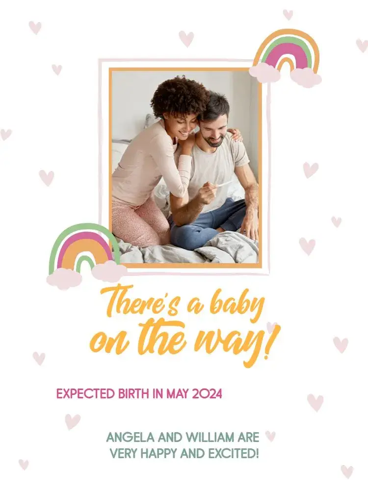Pregnancy Announcement Card With Girl Photo invitation