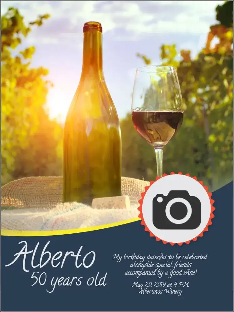 Invitation Vineyard Whatsapp – Birthday theme vineyard, elegant, modern, minimalist, rustic