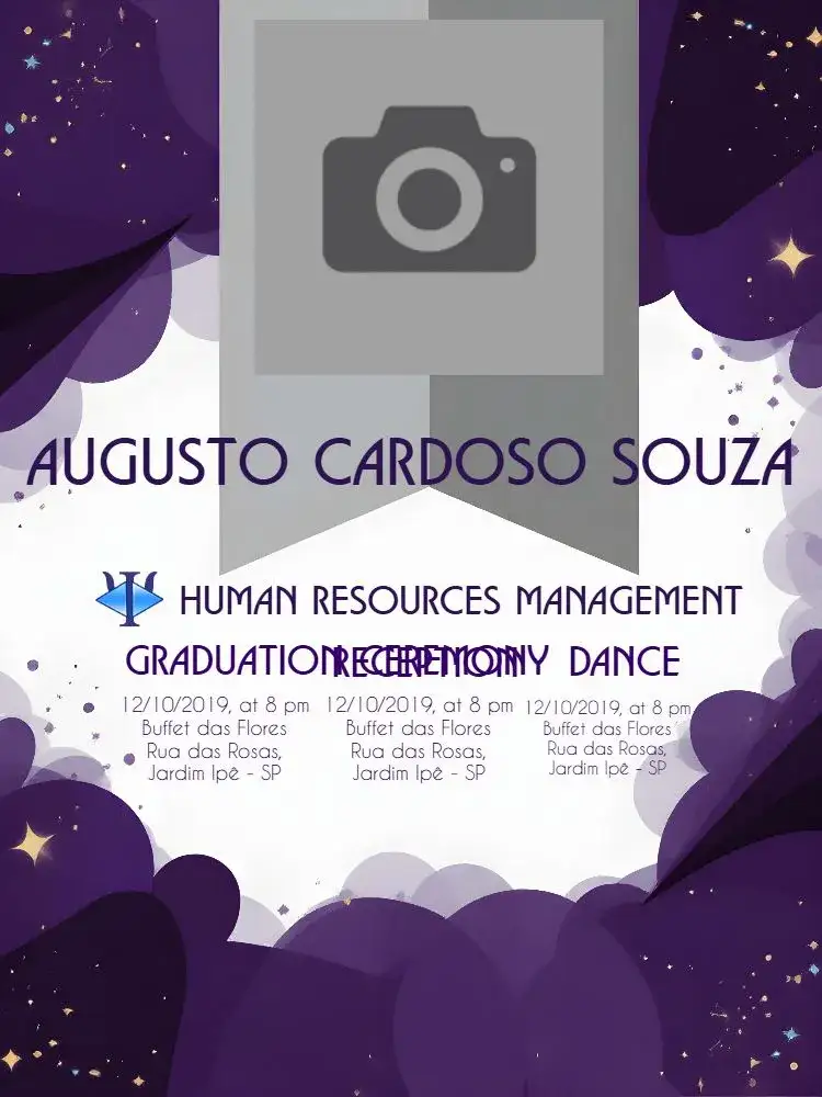 Invitation Graduation in Human Resources Management With White Photo – Graduation theme minimalist, modern, clean, elegant, sustainable