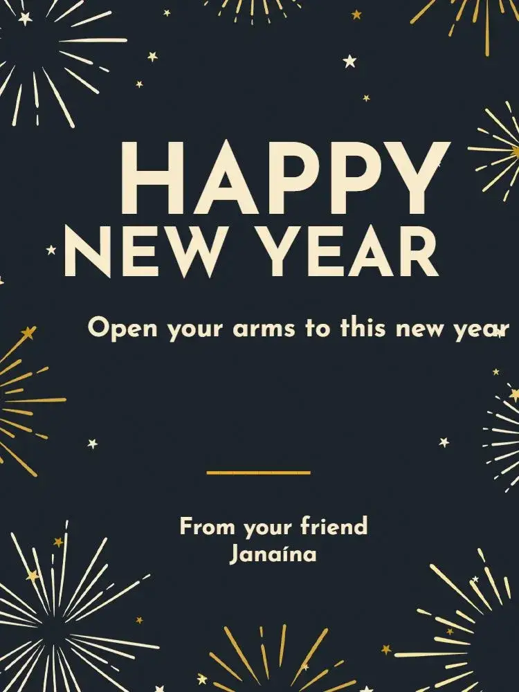 Invitation Blue New Year Card End – Card theme dark blue, festive, modern, cheerful, elegant