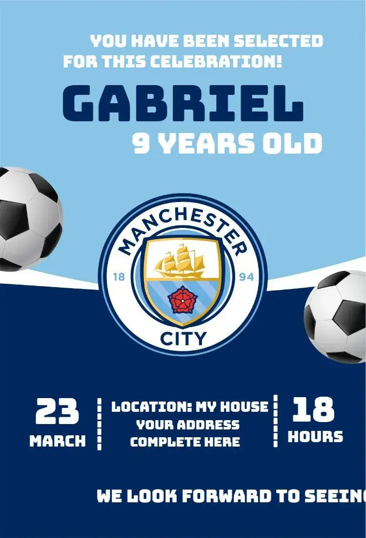 Invite Manchester City 3 editable and customizable