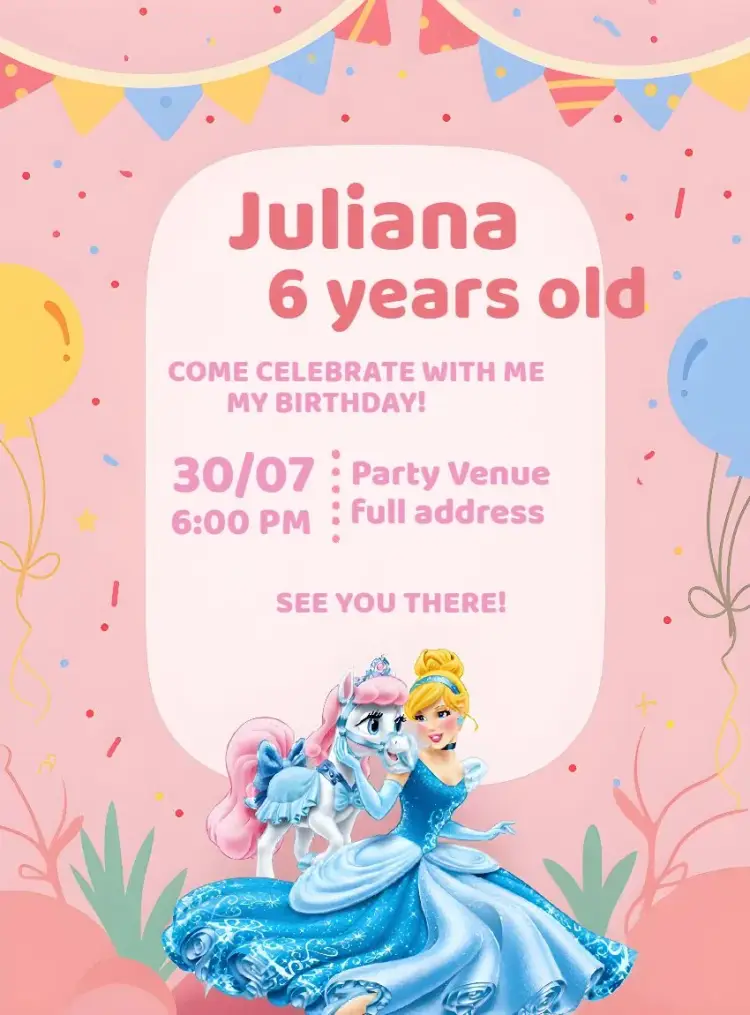 Cinderella And Pony Girl invitation
