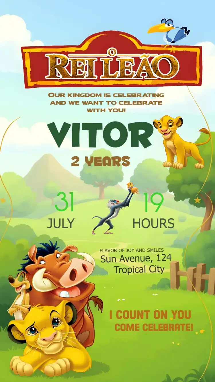 Timon Lion King invitation