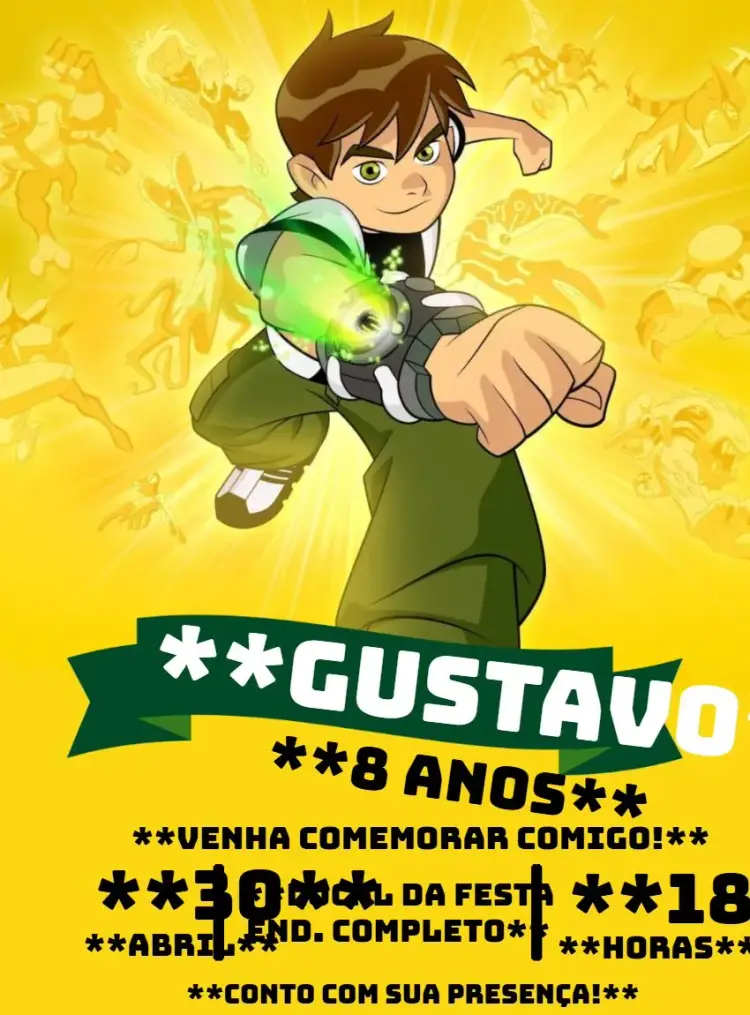 Ben 10 Monsters invitation
