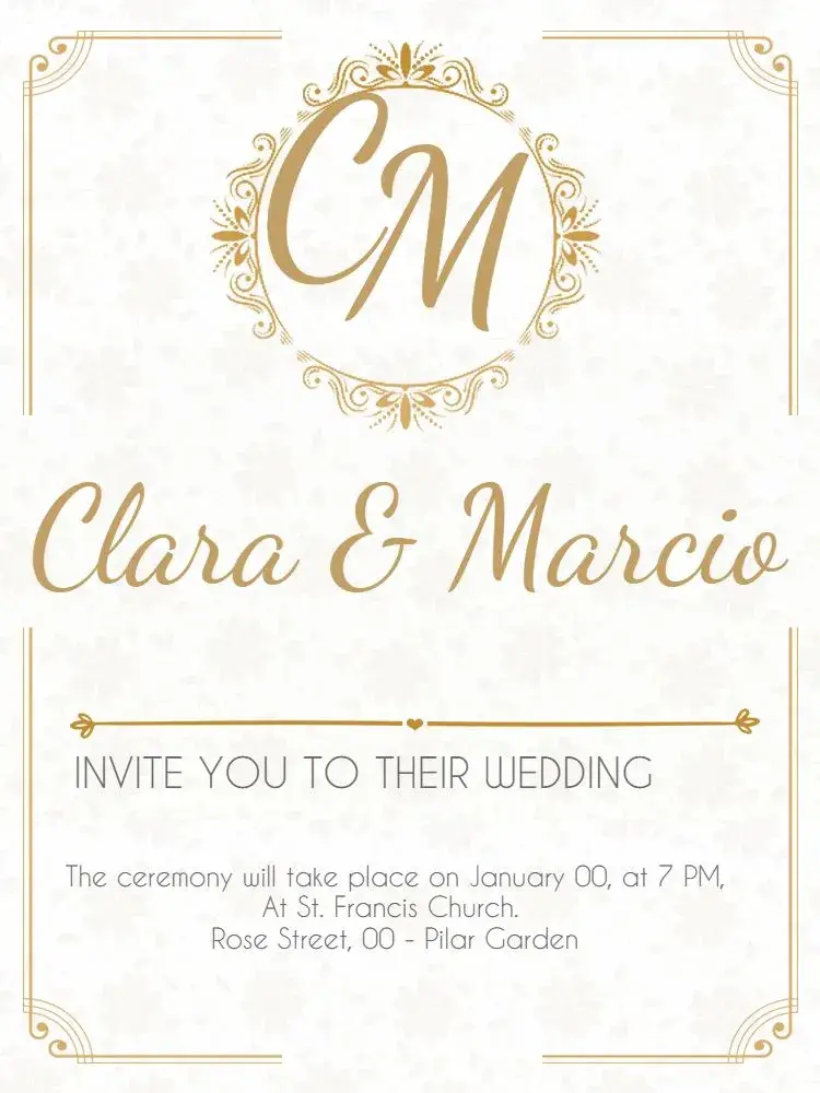 Classic Wedding With Adult Initials invitation