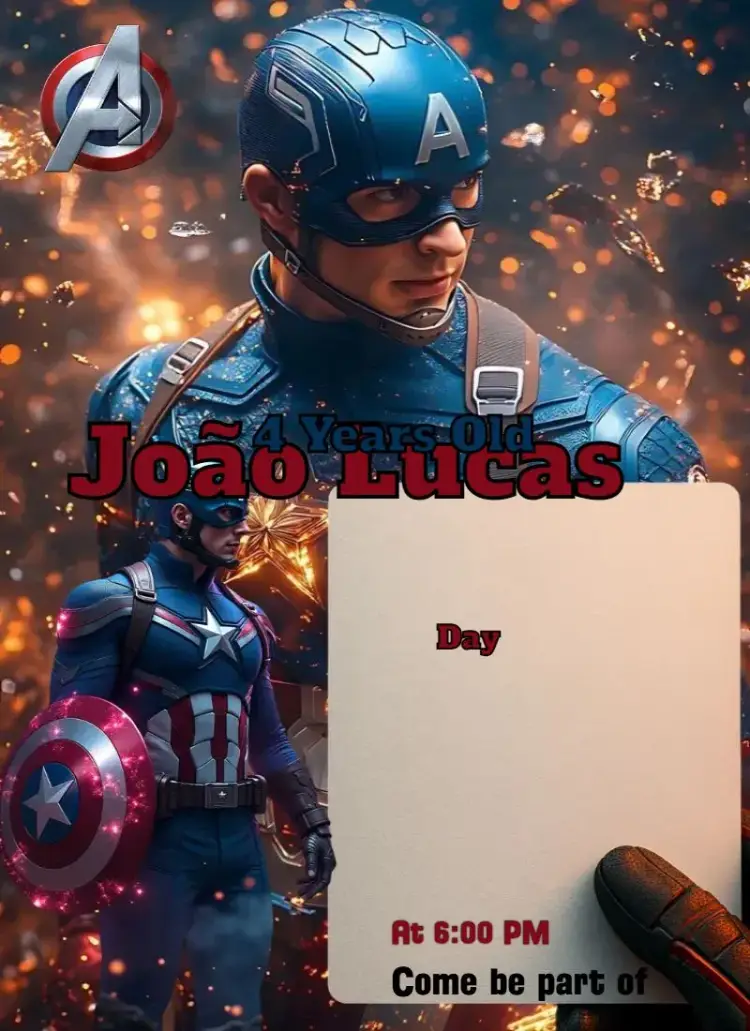 Invite Captain America - Superhero editable and customizable