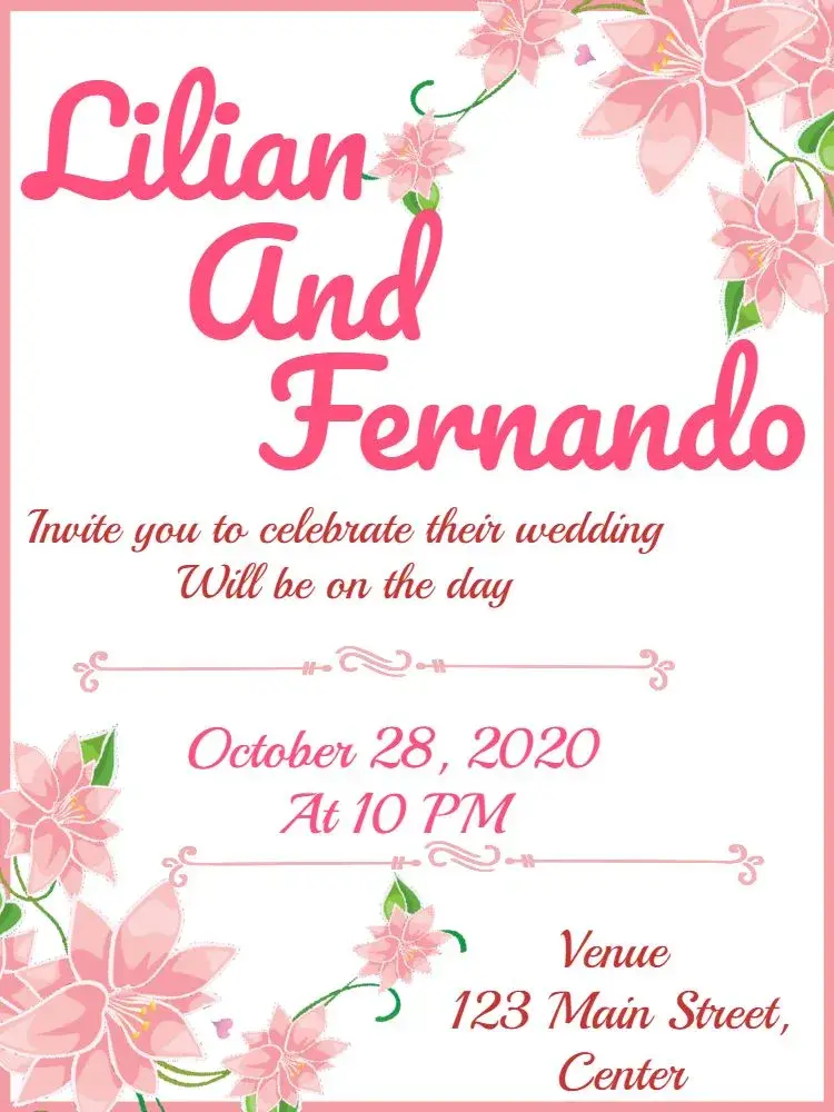 Red Floral Wedding invitation