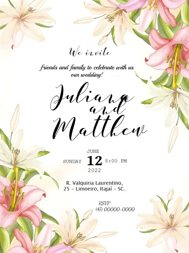 White Floral Wedding invitation
