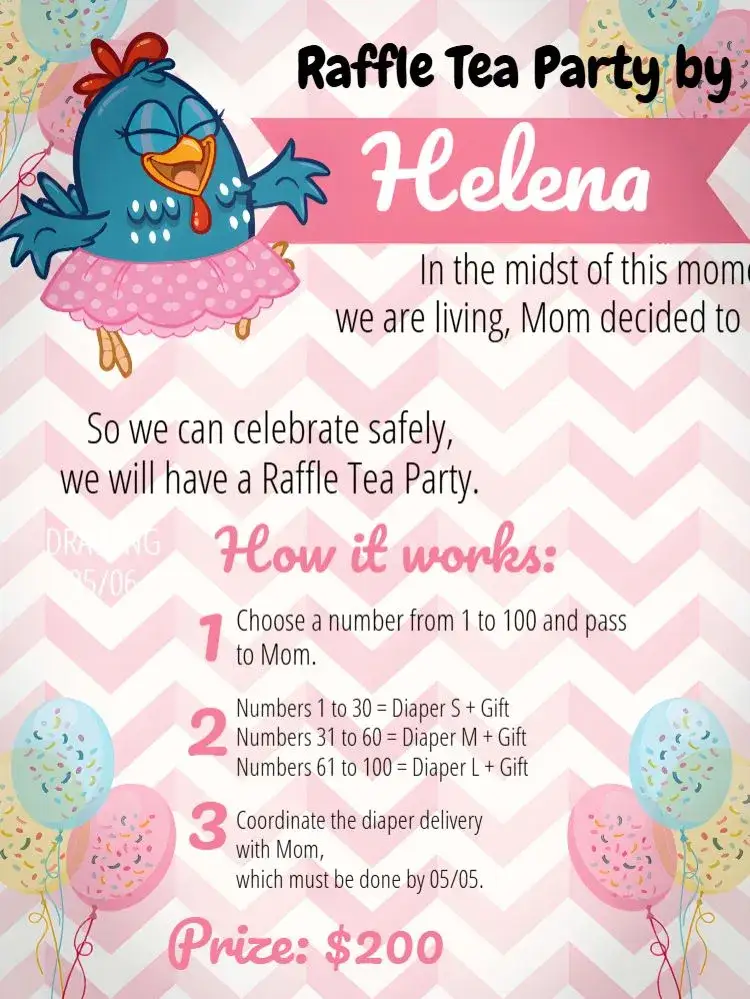 Invitation Yellow Little Chicken Raffle Tea Party – Raffle Tea theme vibrant yellow, fun, childlike, colorful, playful, themed