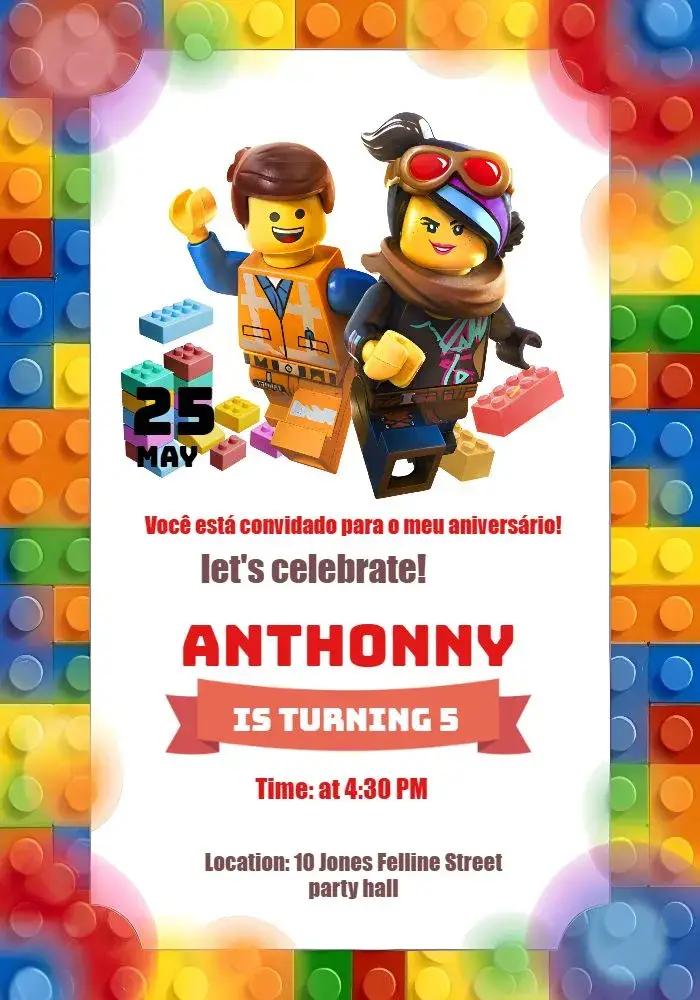 Lego Pieces invitation