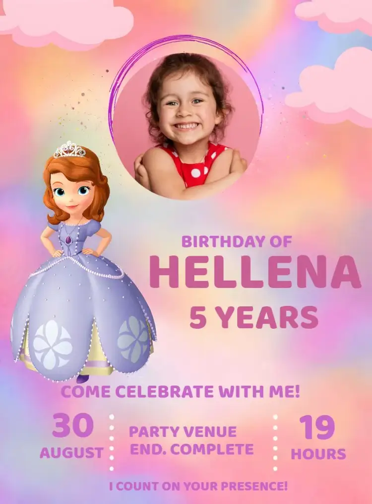 Little Princess Sofia With Pink Photo invitation