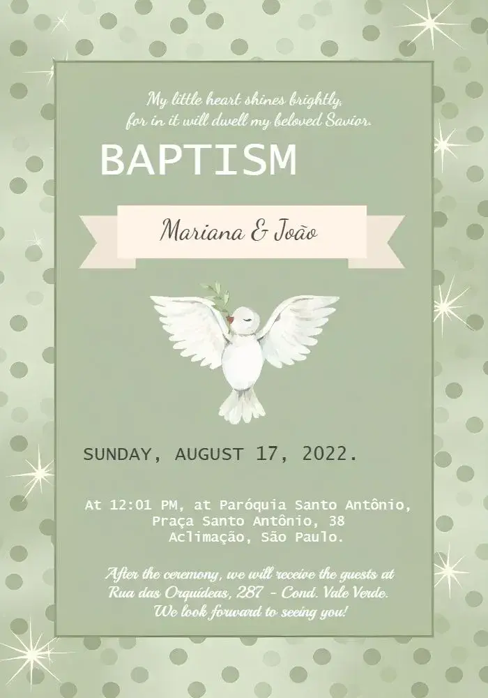 Green Baptism invitation