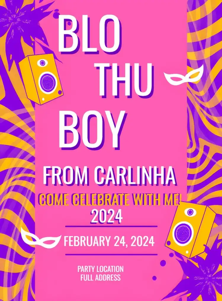 Invitation Yellow Carnival Block Party – Commemorative Dates theme carnival, vibrant, fun, colorful, festive