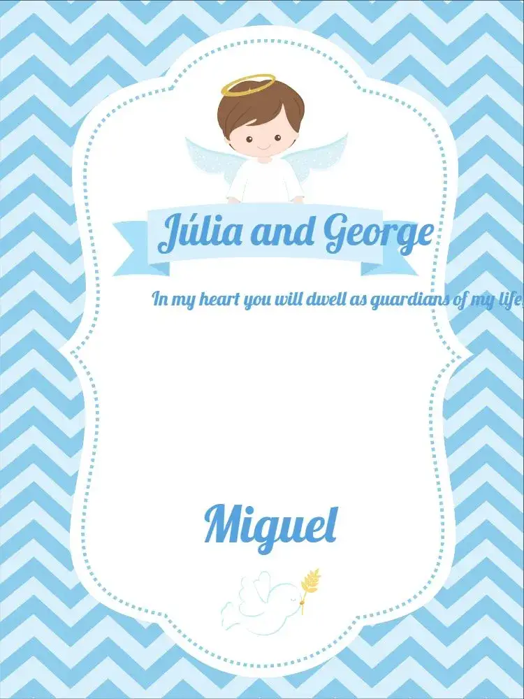 Invitation Godparents Boy Baptism Baptized – Baptism theme delicate, pastel, religious, modern, childish illustration