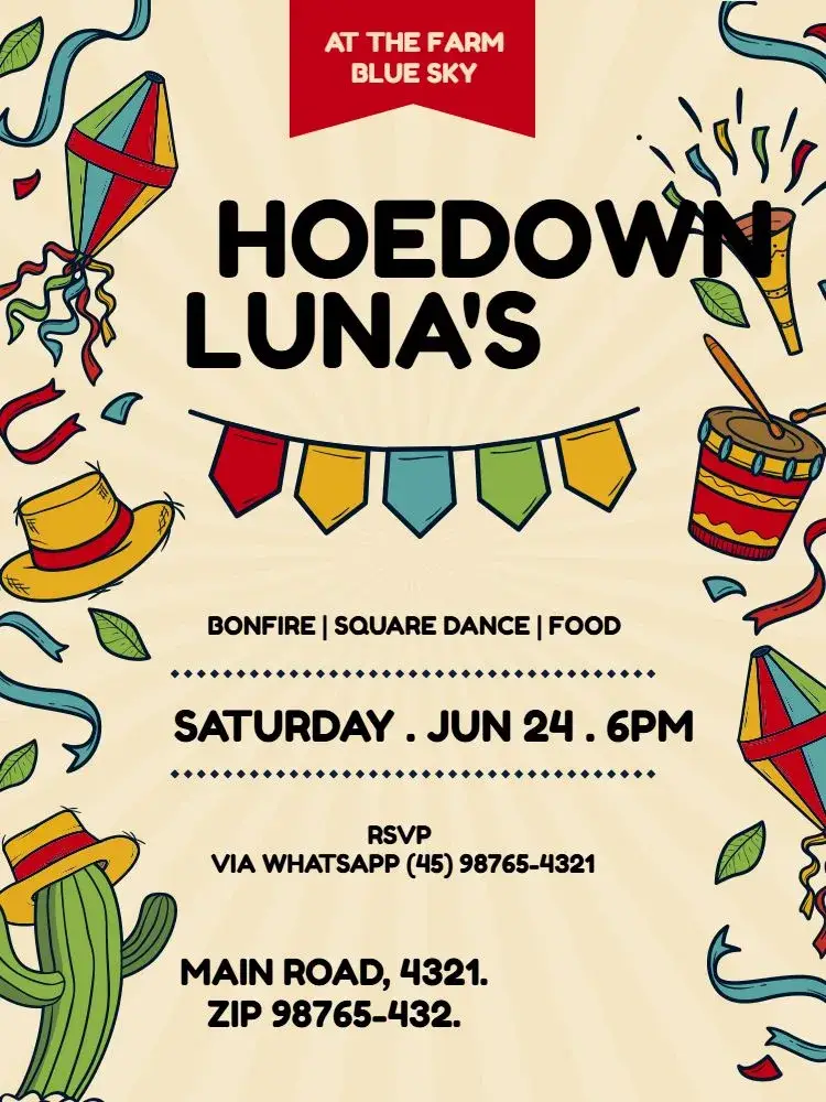 Ludic Junina Party Gathering invitation