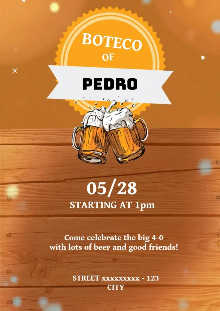 Invitation Boteco Beer Adult – Most searched for theme brown, wooden, checkered, rustic, casual, vintage
