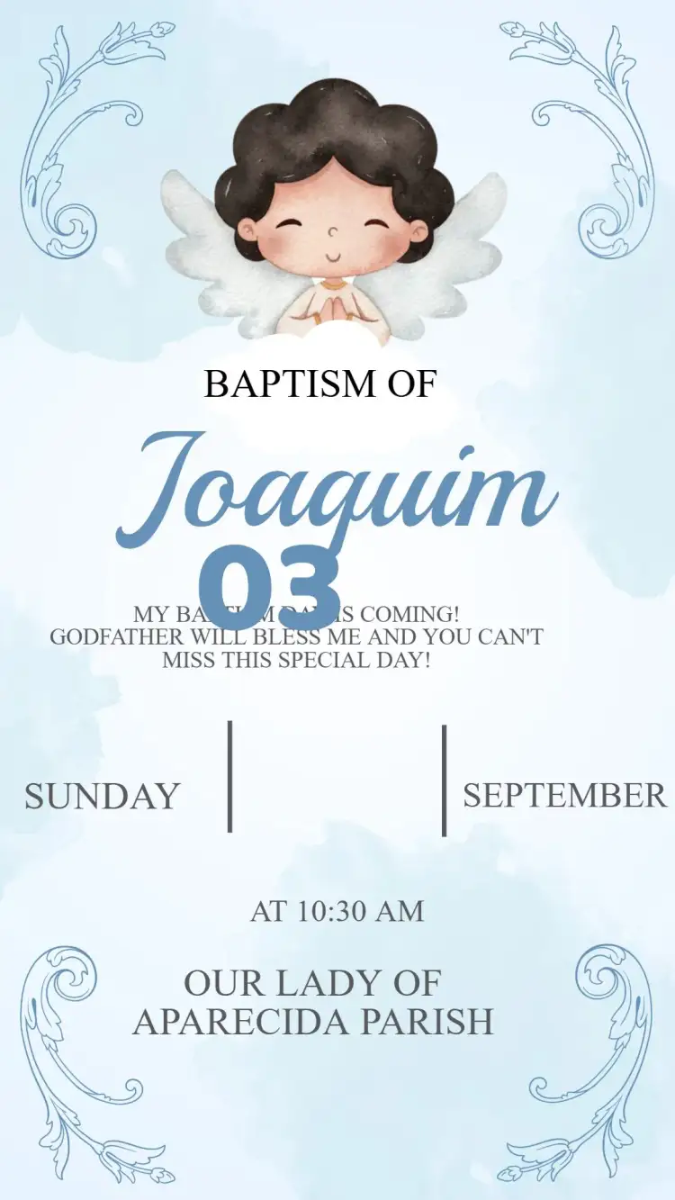 Invitation Baptism Invitation – Baptism theme delicate, pastel, angels, floral, modern, classic