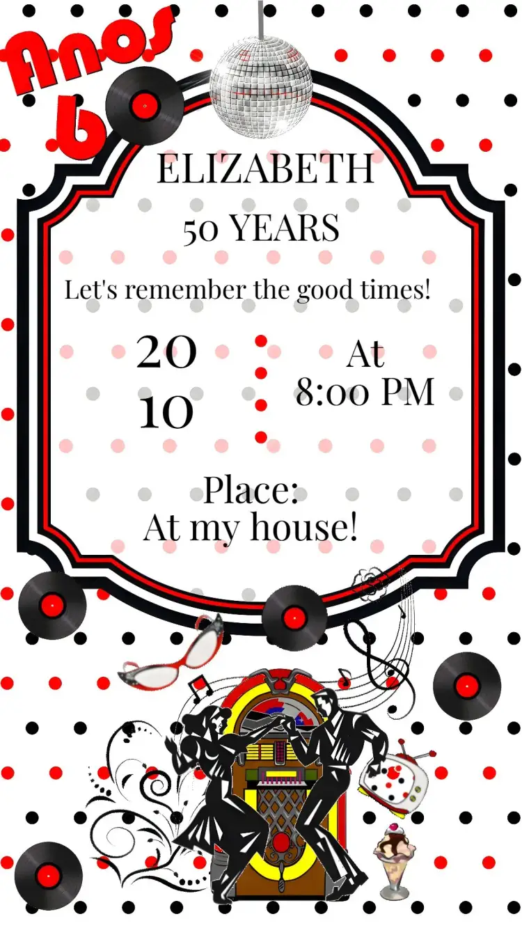 Invitation Adult Birthday – Birthday theme vintage, colorful, discotheque, retro, modern