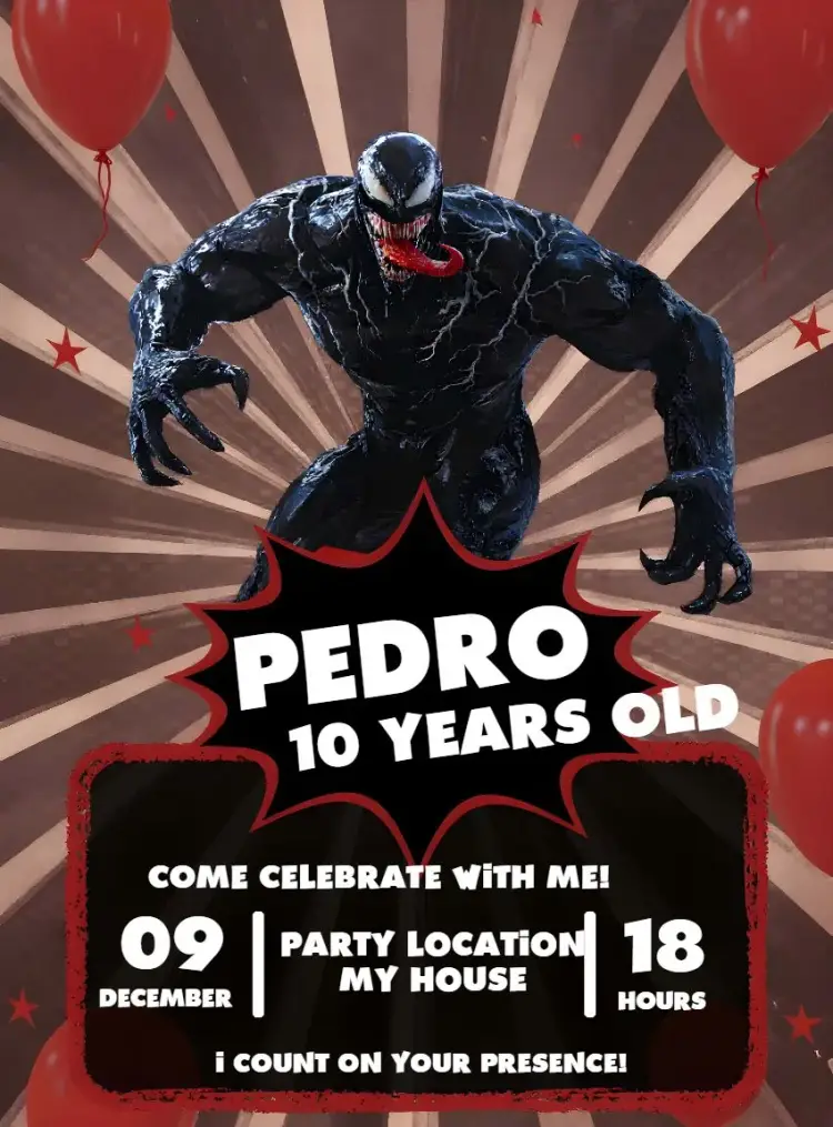 Invite Venom Movie editable and customizable