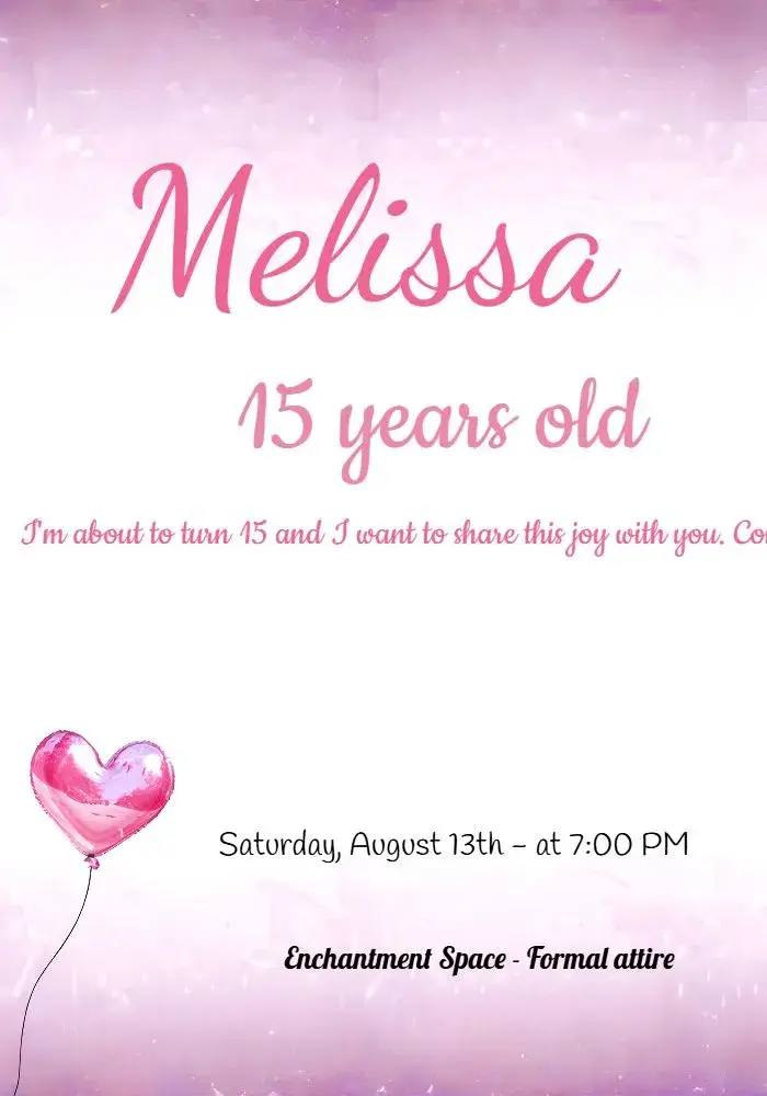 15th Glitter Modern Birthday invitation