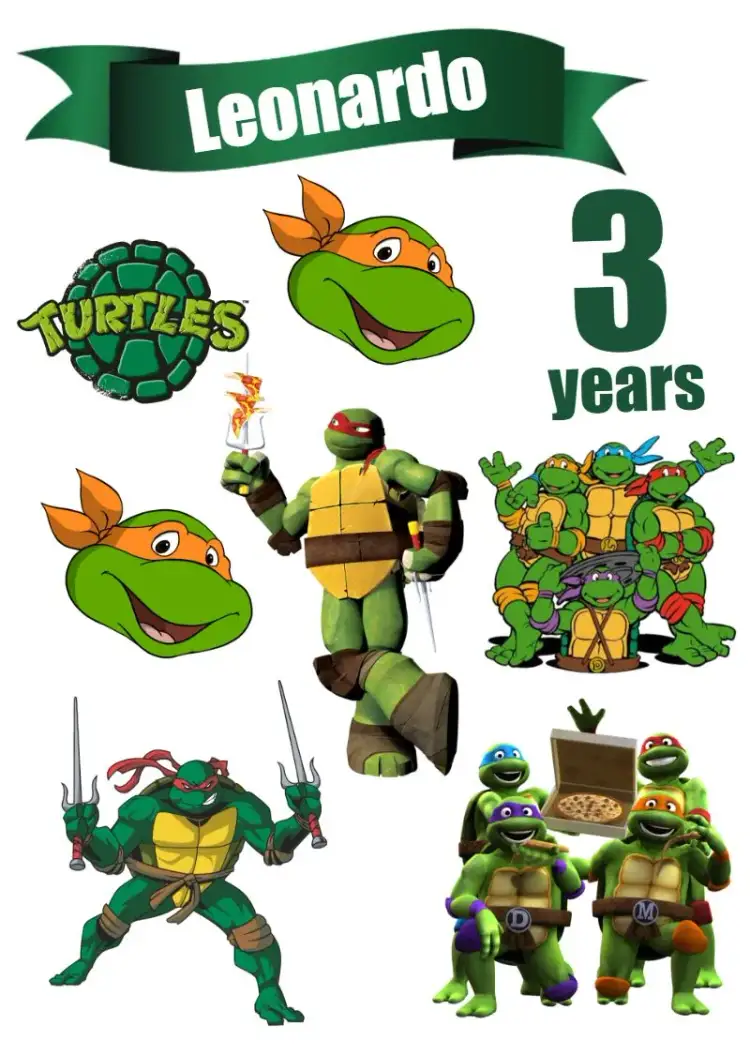 Invitation Ninja Turtles Cake Topper – Cake topper theme colorful, fun, youthful, modern, themed
