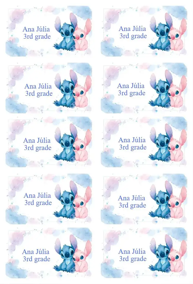Invitation Angel and Stitch School Label – Most searched for theme colorful, fun, Disney-themed, childish, modern