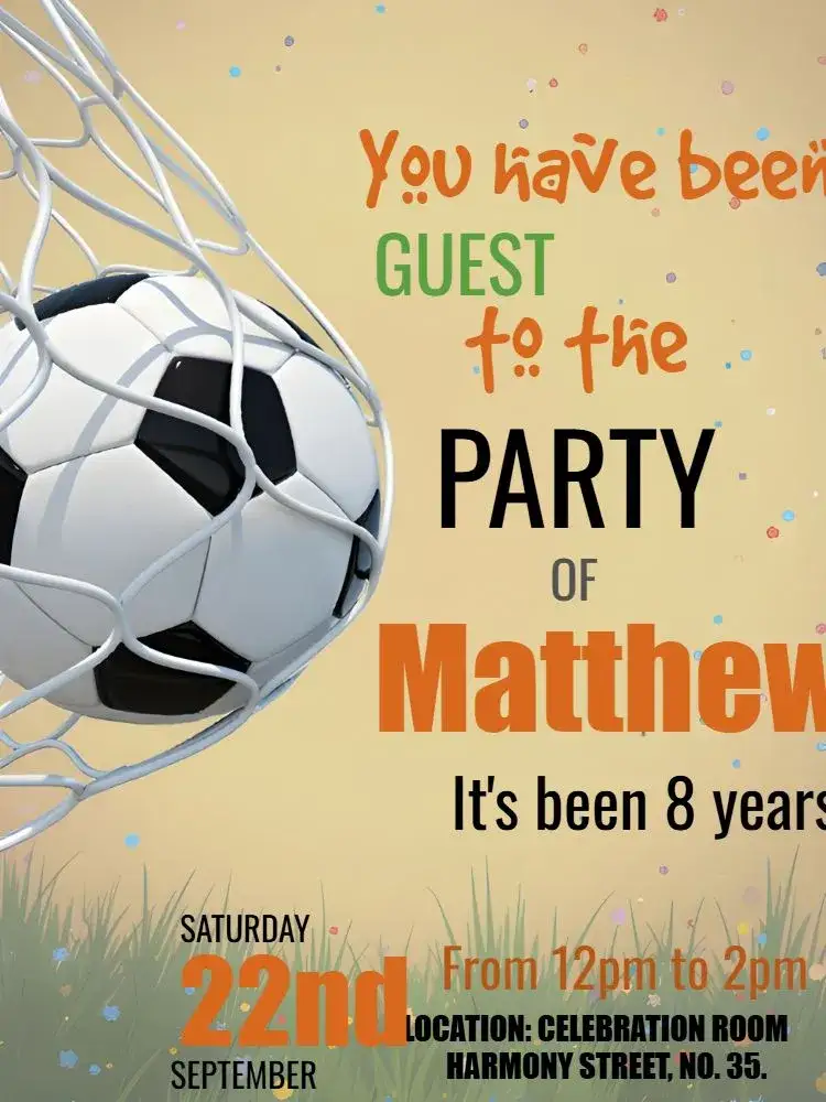 Invitation Soccer Stadium – Most searched for theme football, modern, fun, colorful, childish