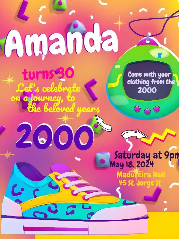 Invitation 2000s Vintage Yellow – Sweet 15 theme vintage, neon, colorful, youthful, fun