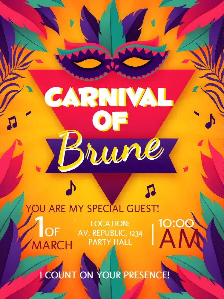 Invitation Colorful Carnival Ball – Commemorative Dates theme colorful, vibrant, festive, fun, tropical
