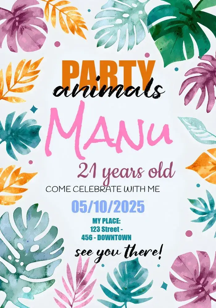 Invite Summer Party Animals editable and customizable