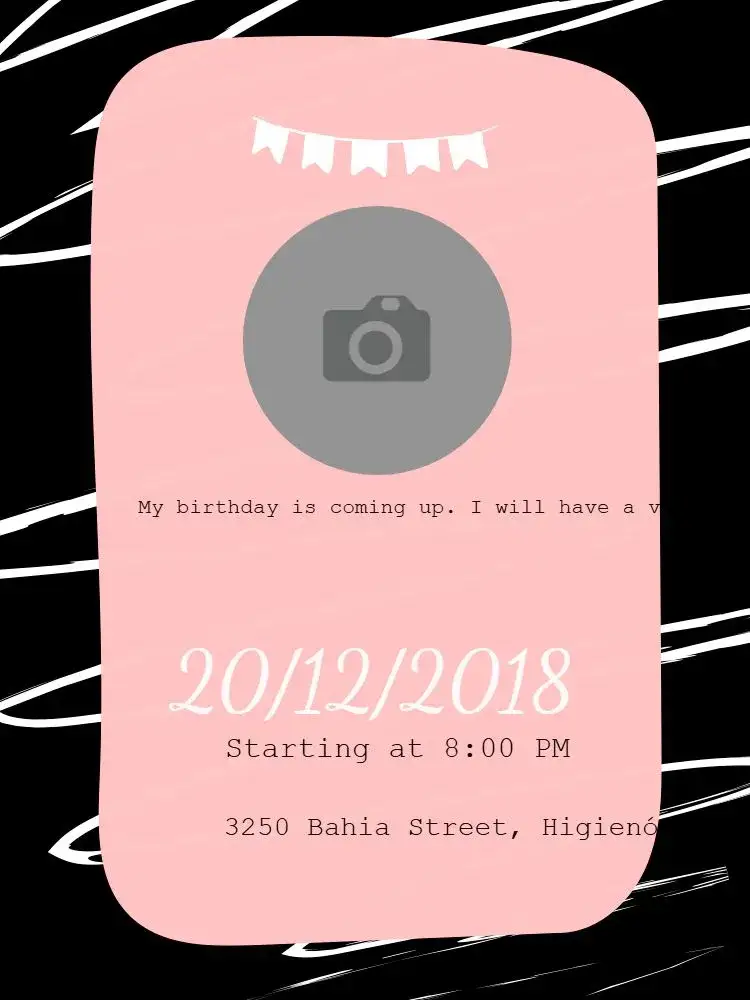 Invitation Online – Birthday theme pink, black, chic, modern, elegant, digital