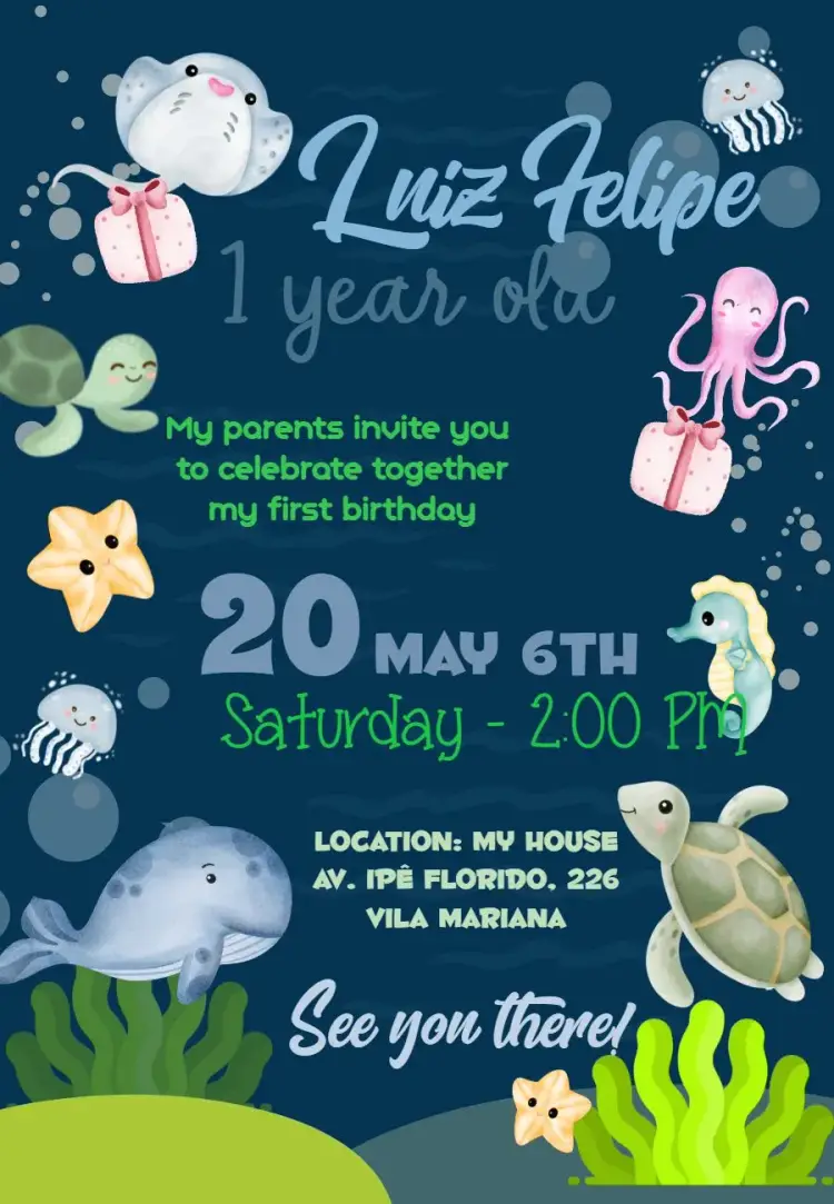Colorful Underwater World invitation