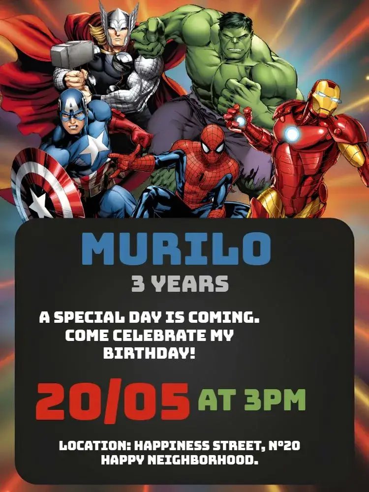 Avengers Thor invitation