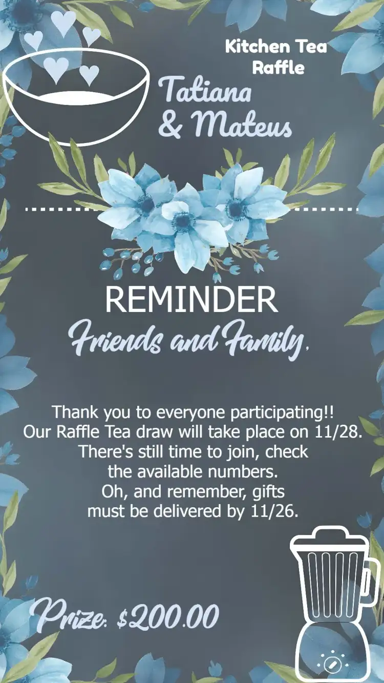 Reminder Kitchen Raffle Tea Floral Chalkboard Gift