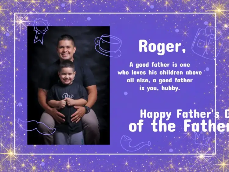 Invitation Father's Day Photo Card Celebration – Commemorative Dates theme blue and white, modern, fun, family-friendly, minimalist