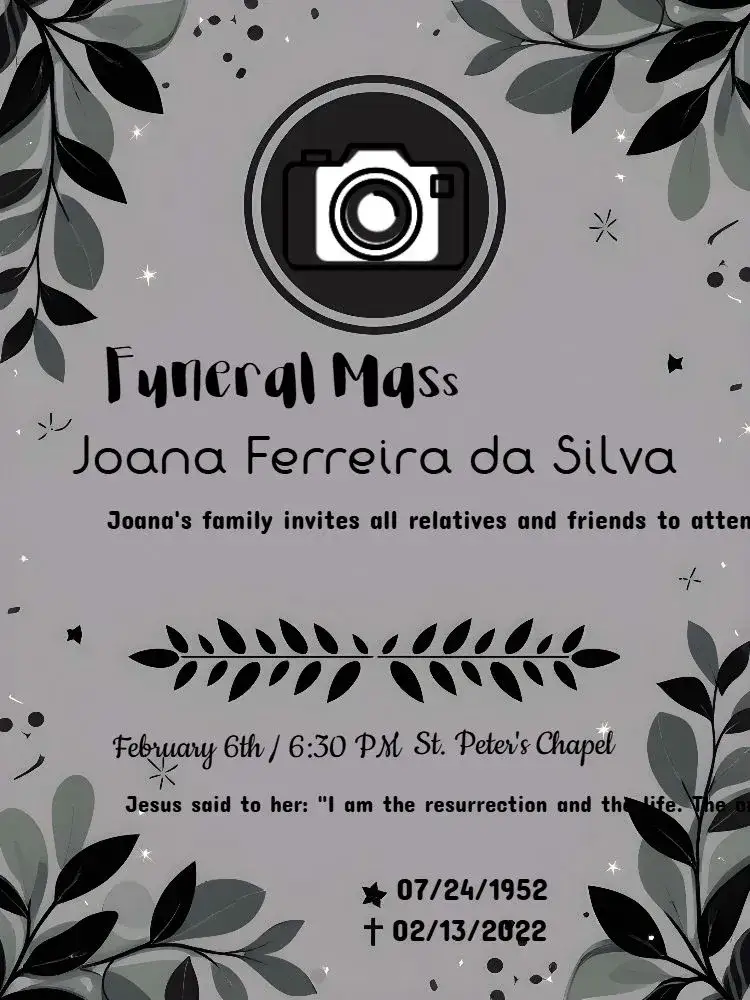 Invitation Seventh-Day Funeral Mass With Gray Photo – Commemorative Dates theme gray, beige, minimalist, elegant, subtle