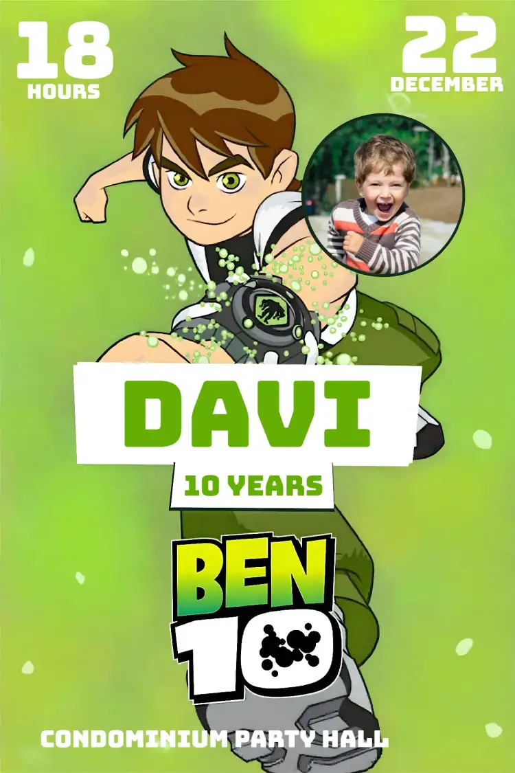 Ben 10 With Green Photo invitation