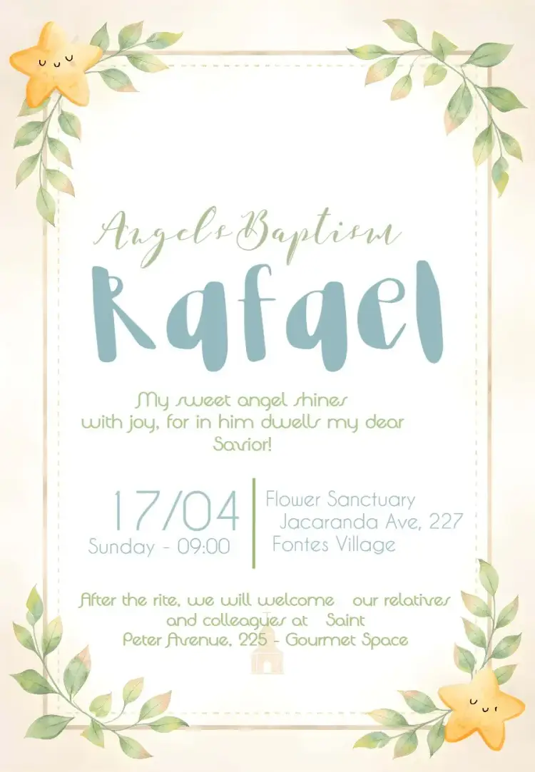 Angel Baptism Communion invitation