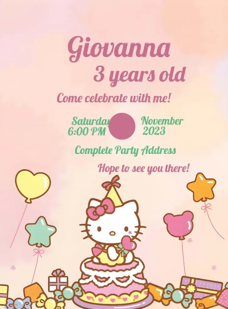 Hello Kitty Candy Girl invitation