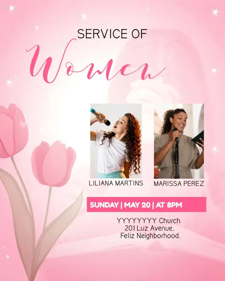 Invitation Art For Women's Church Worship With Photo Flyer – Baptism theme floral, delicate, gospel, modern, minimalist