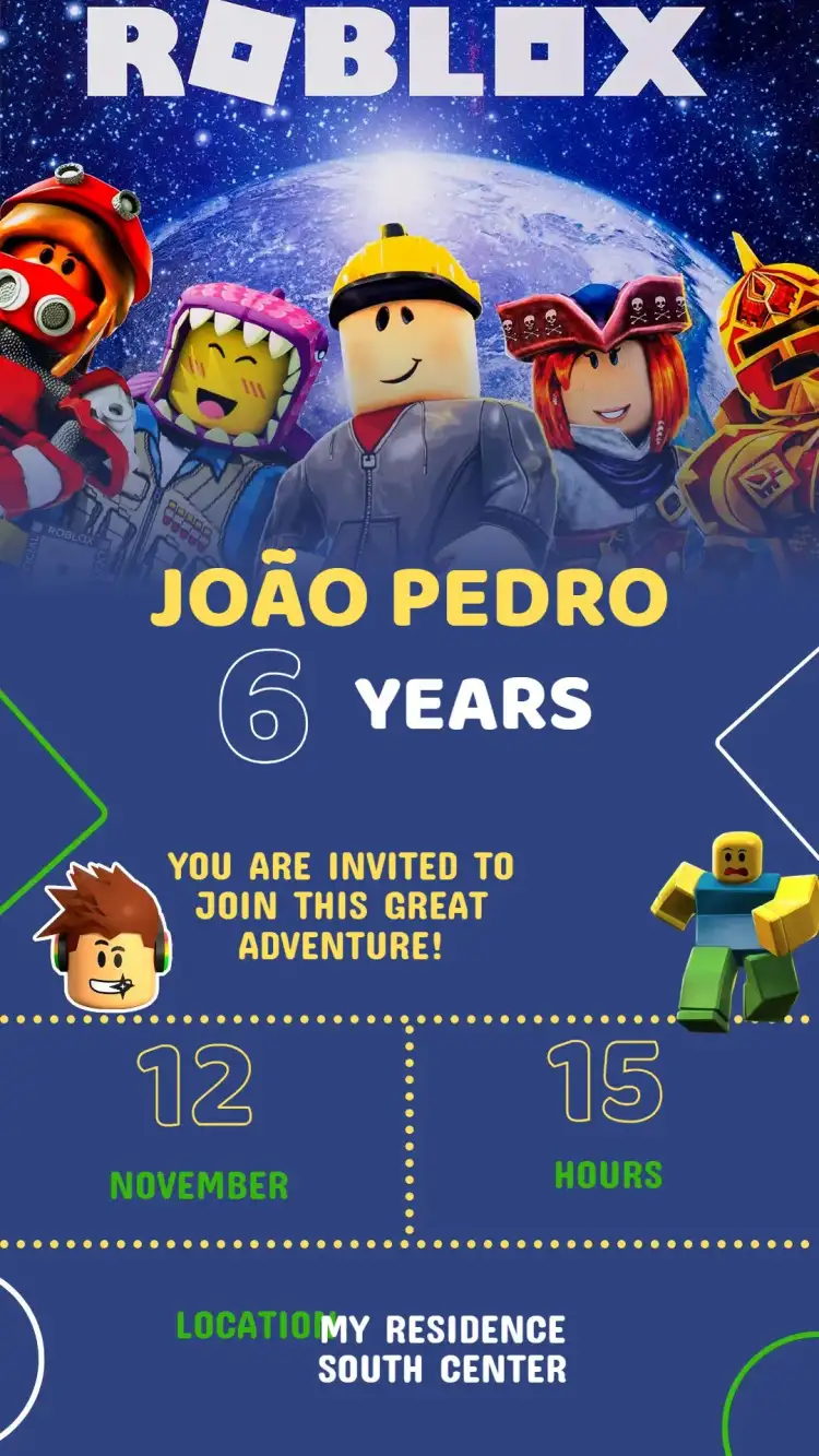 Roblox Birthday Invitation