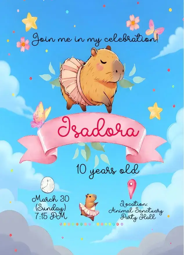 Capybara Girl invitation