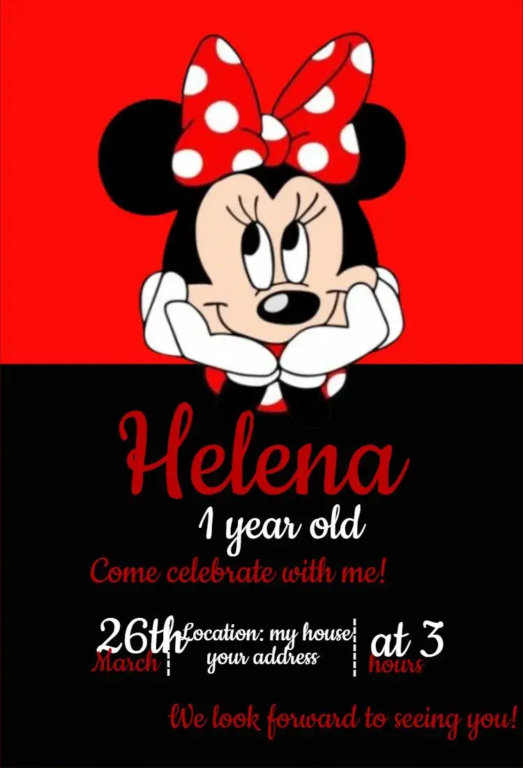 Invite Minnie Red 1 editable and customizable